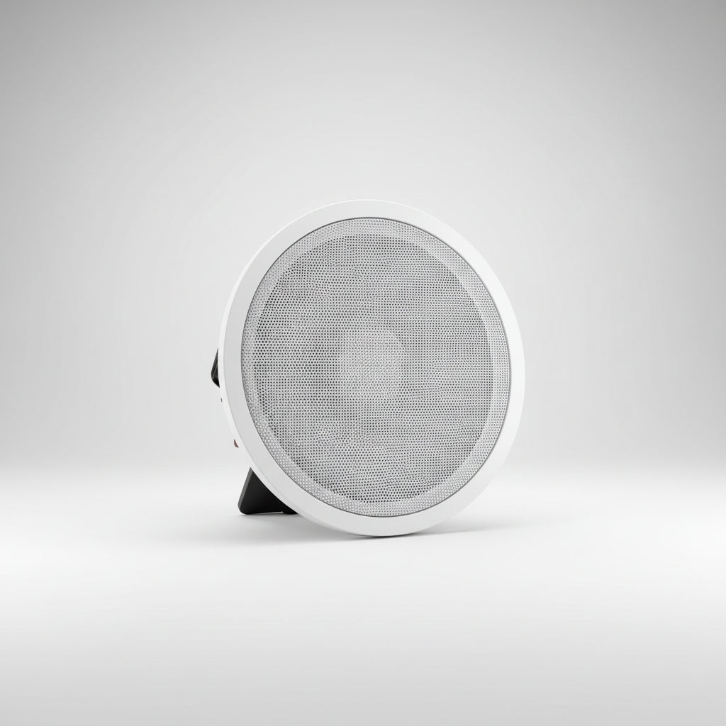 Ceiling-mounted speaker on a white background